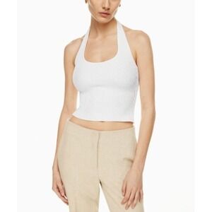 Babaton White Ribbed‎ Halter Top Sleeveless Tank Blouse Women's 2XL / TTG NWT